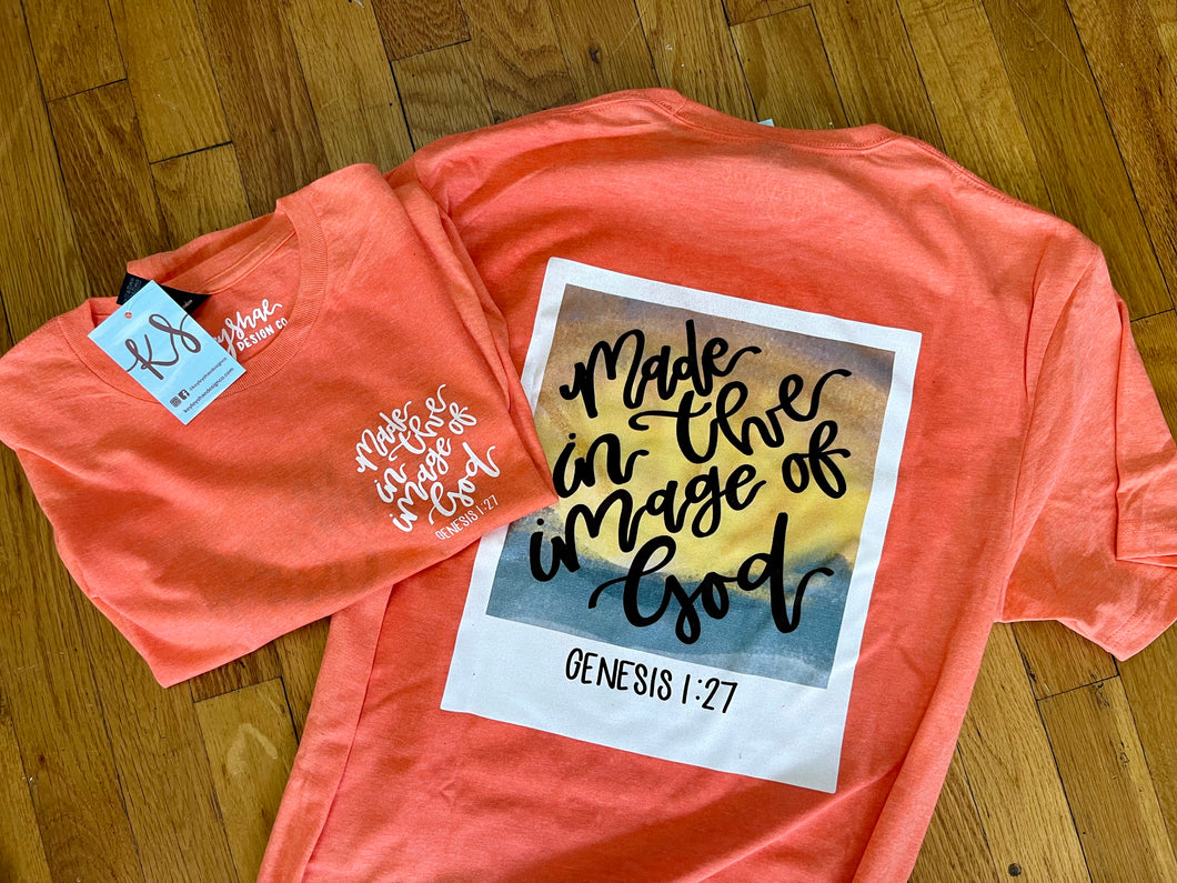 Made In The Image of God - Front + Back Tee - Coral