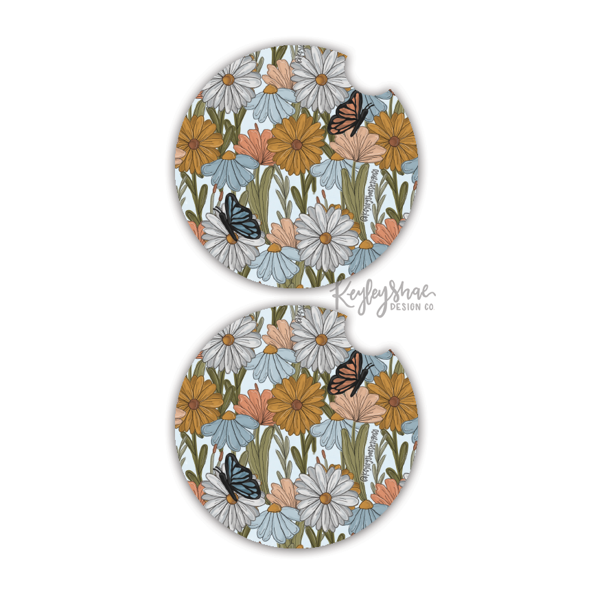 Car Coasters - Flowers - Set of 2