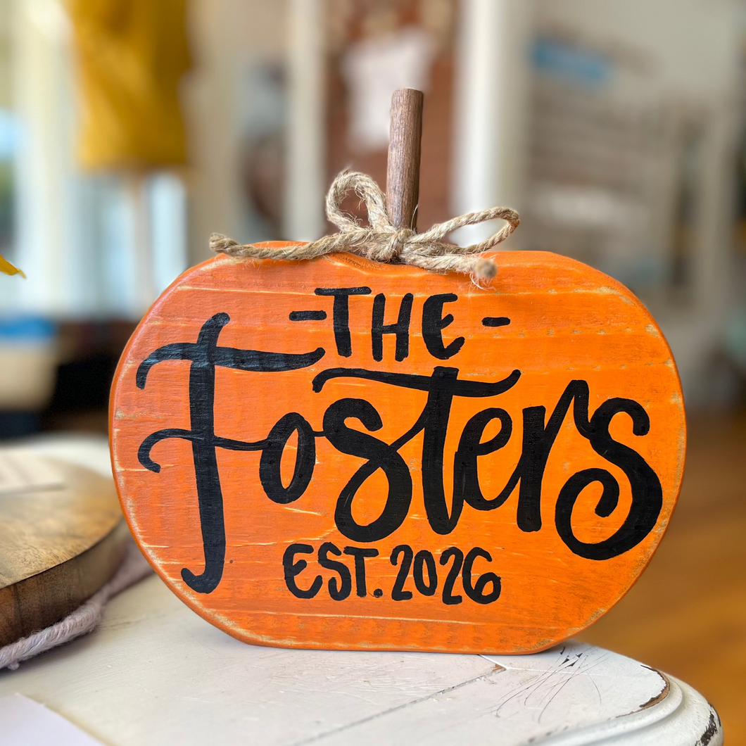 Handlettered Wood Pumpkin