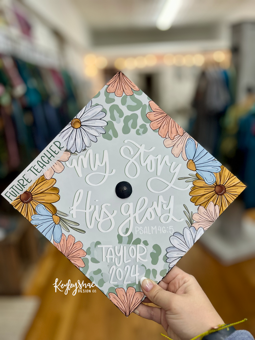 Flowers - Cheetah Print - Graduation Cap Topper