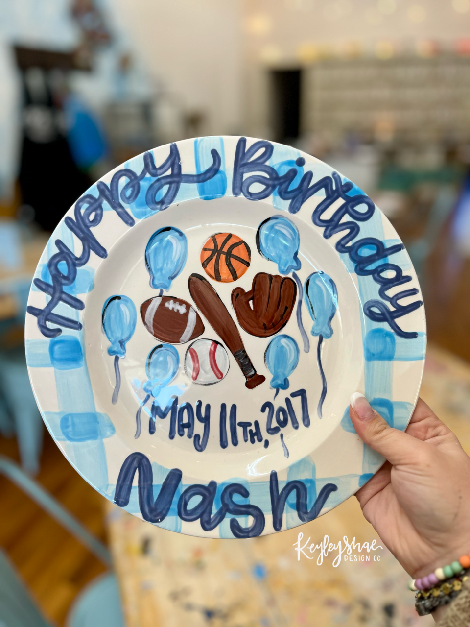 Handpainted Birthday Plate - Vintage Sports