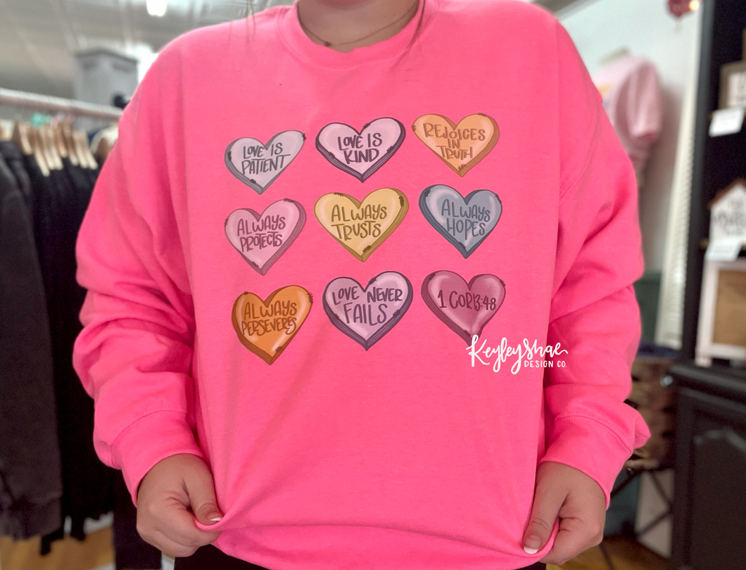 Bright Pink Hearts Sweatshirt