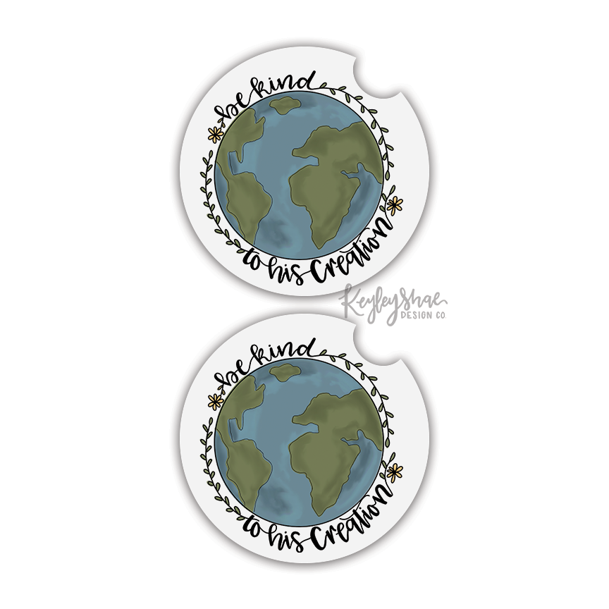 Car Coasters - Be Kind to His Creation  - Set of 2