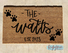 Load image into Gallery viewer, Soild - Paw Print - Leaves - Personalized Door Mat
