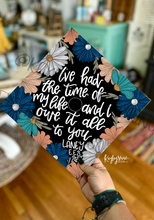Load image into Gallery viewer, Navy and Teal Flowers Graduation Cap Topper
