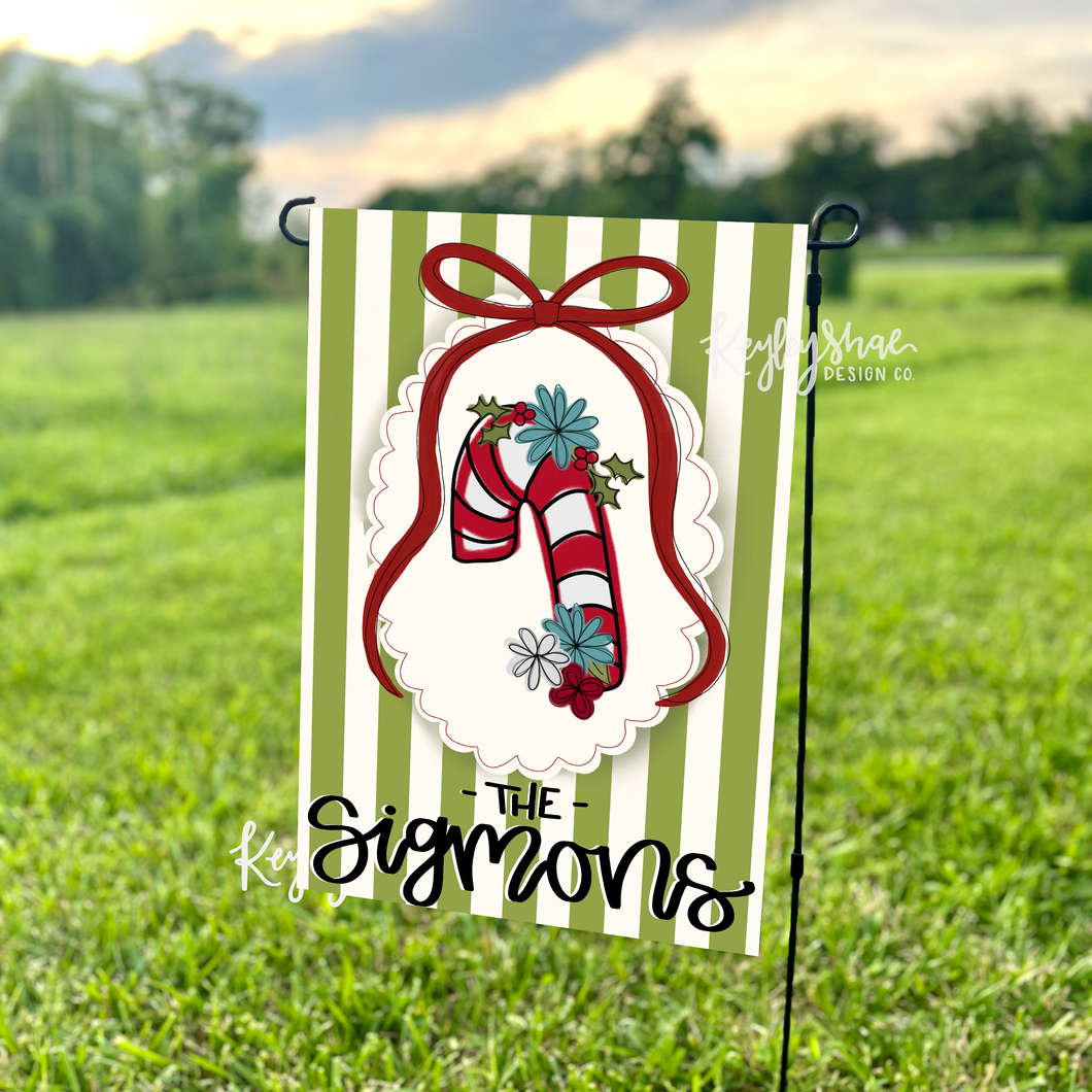 Vinyl Garden Flag - Candy Cane Stripes - Personalized - PREORDER