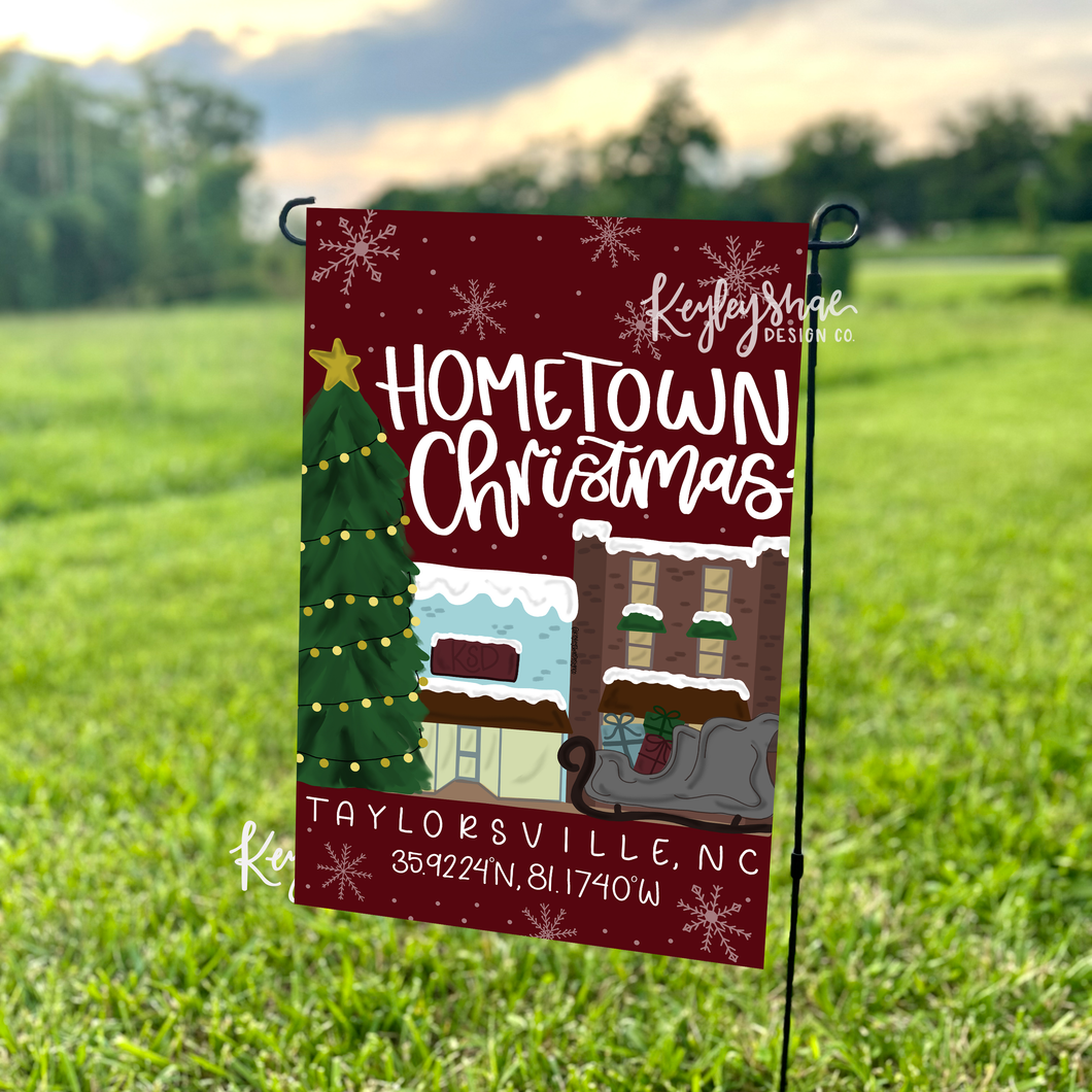 Vinyl Garden Flag - Hometown Christmas - Personalized - PREORDER