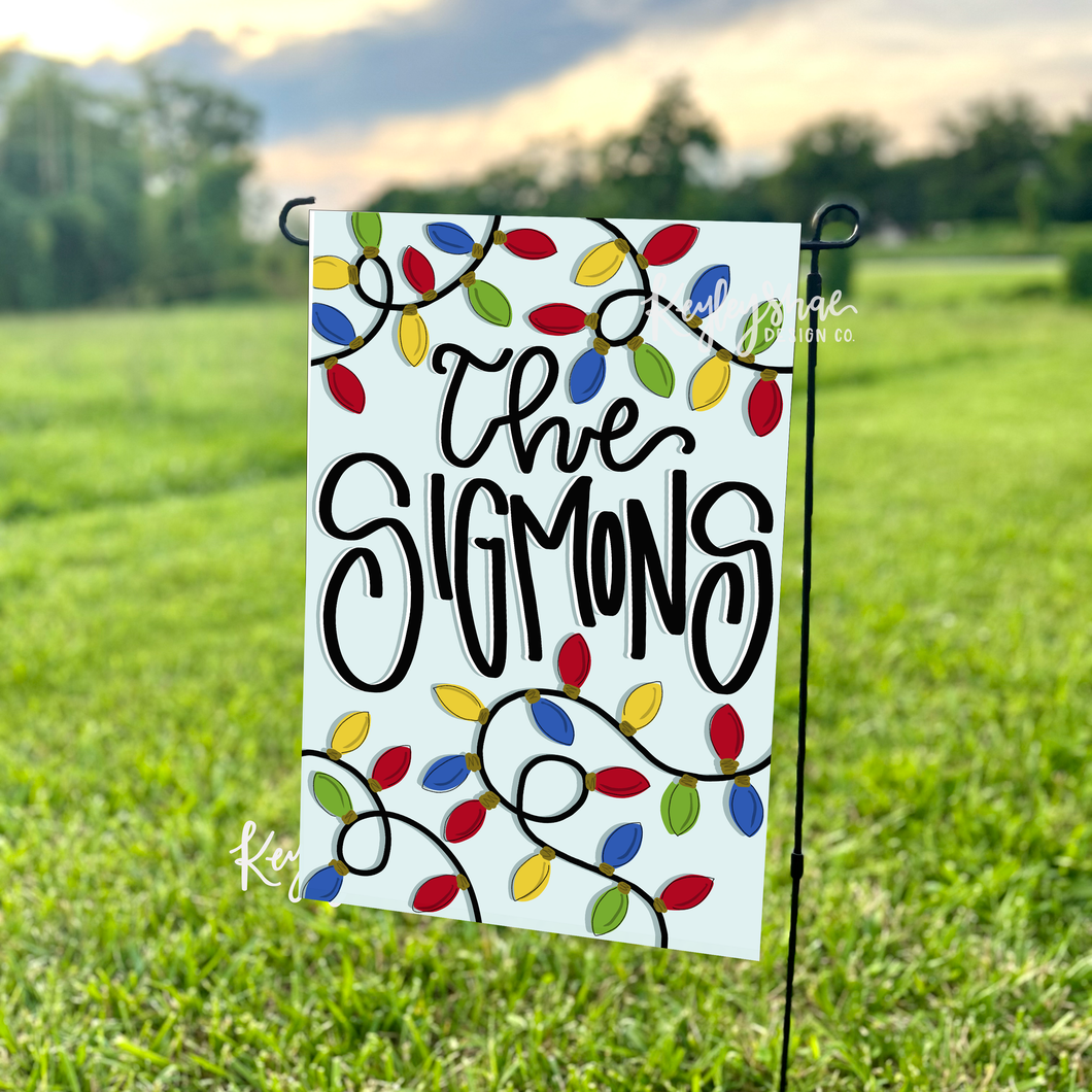 Vinyl Garden Flag - Christmas Lights - Personalized - PREORDER