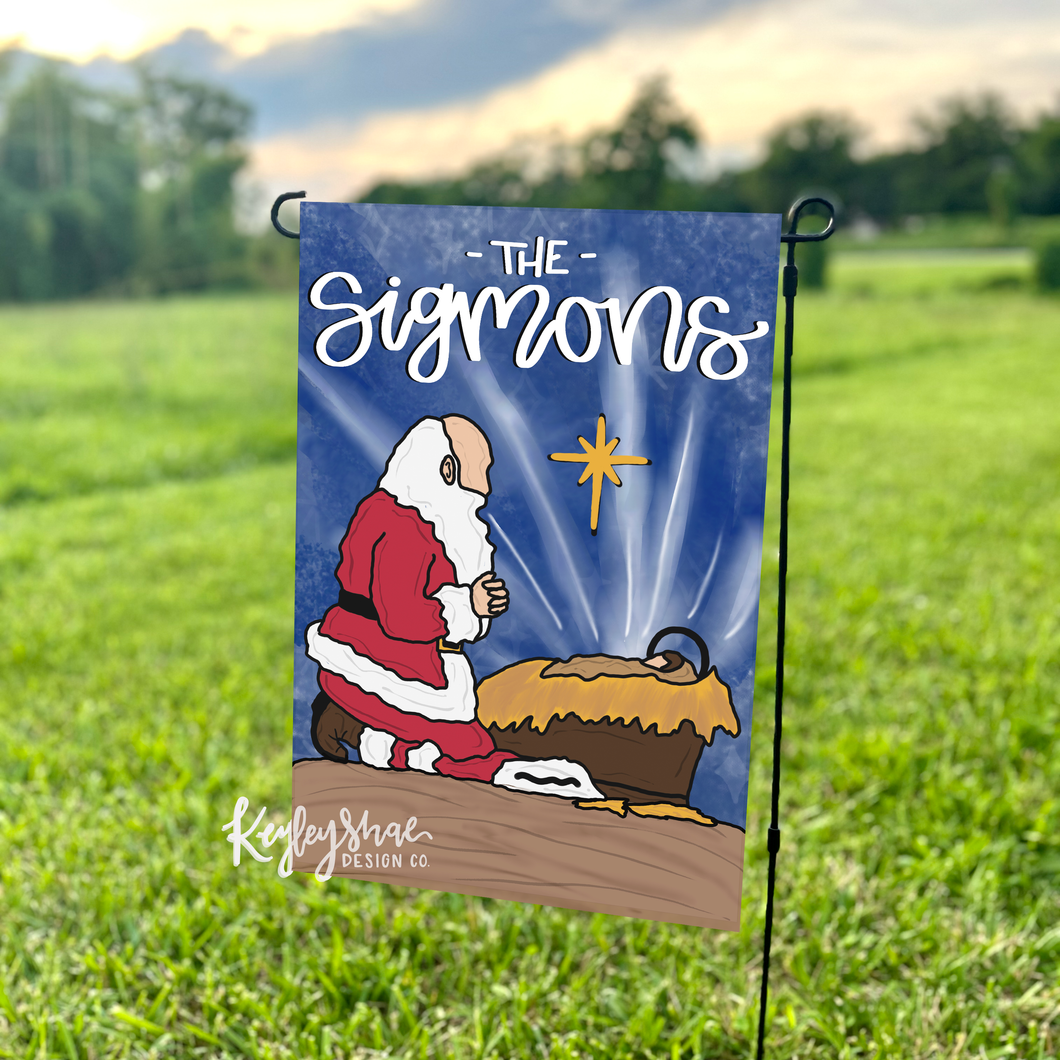 Vinyl Garden Flag - Santa and Jesus - Personalized - PREORDER