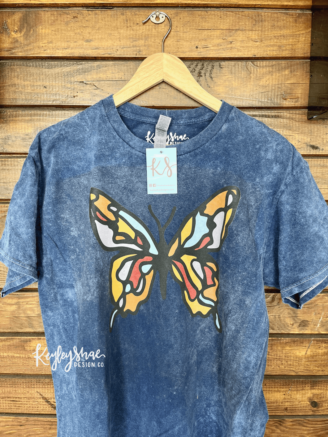 Navy/Blue  Mineral Wash Butterfly Tee Shirt