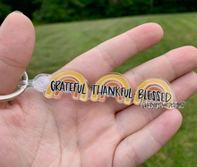 Load image into Gallery viewer, Rainbow &quot;Grateful, Thankful, Blessed&quot; Keychain
