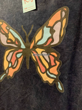 Load image into Gallery viewer, Navy/Blue  Mineral Wash Butterfly Tee Shirt
