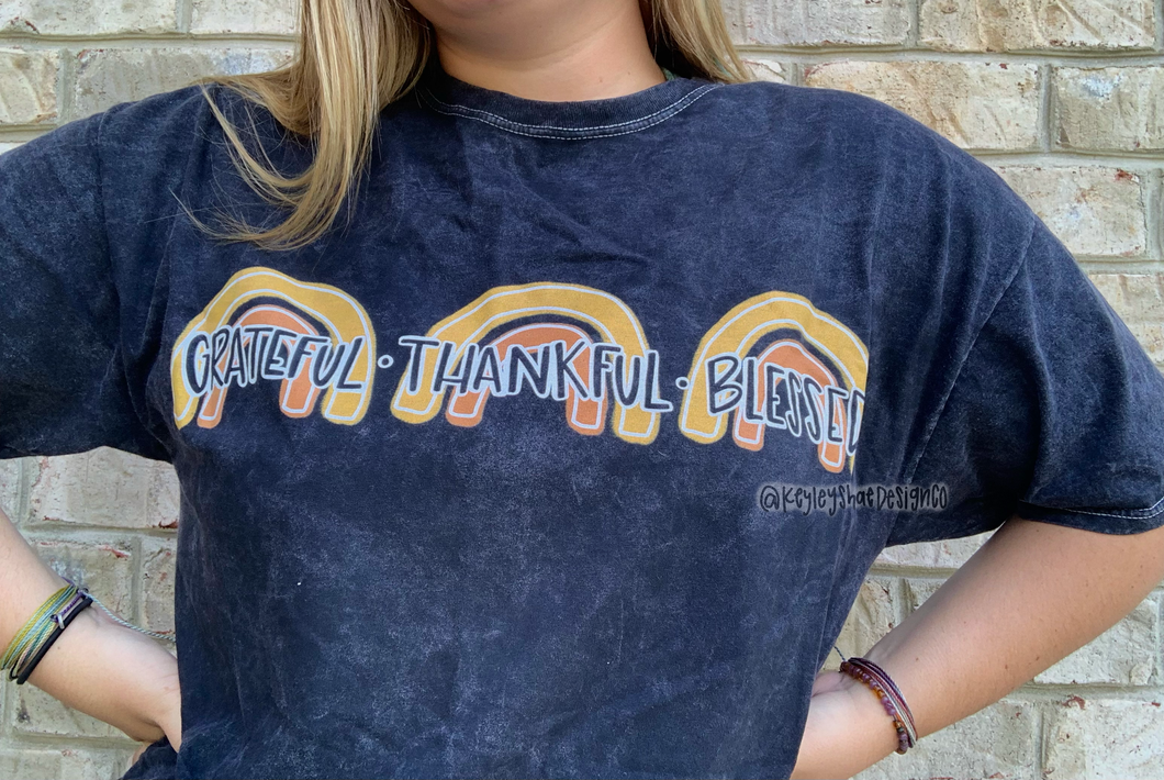 Grateful, Thankful, Blessed Mineral Wash Tee Shirt