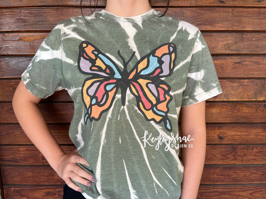 Butterfly Tee - Green Tie Dye Shirt
